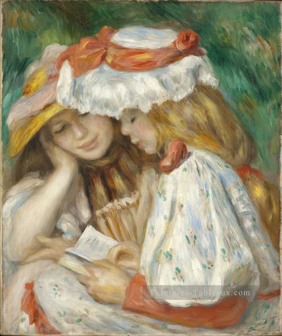 deux filles lisant dans le jardin Pierre Auguste Renoir Peintures à l'huile